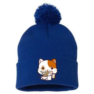 Kawaii Ramen Cat Pom Pom 12in Knit Beanie