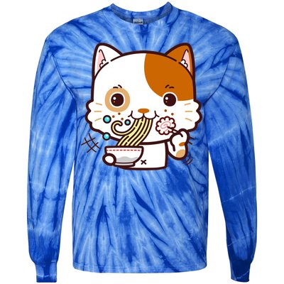 Kawaii Ramen Cat Tie-Dye Long Sleeve Shirt