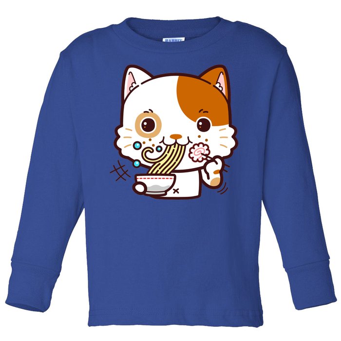 Kawaii Ramen Cat Toddler Long Sleeve Shirt