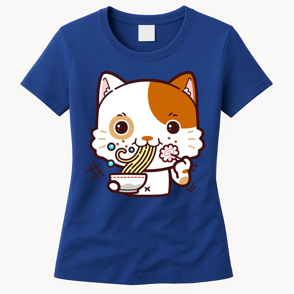 Kawaii Ramen Cat Womens T-Shirt