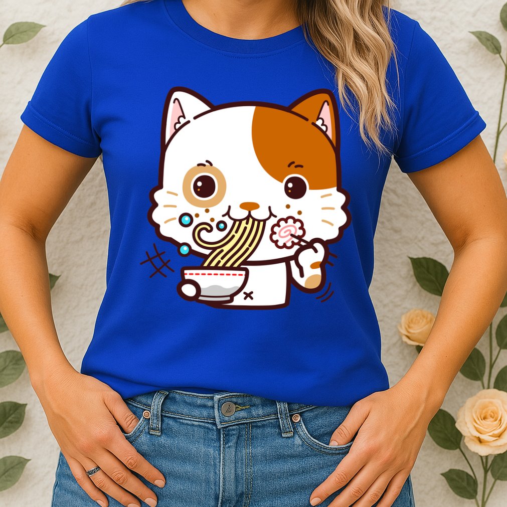 Kawaii Ramen Cat Womens T-Shirt