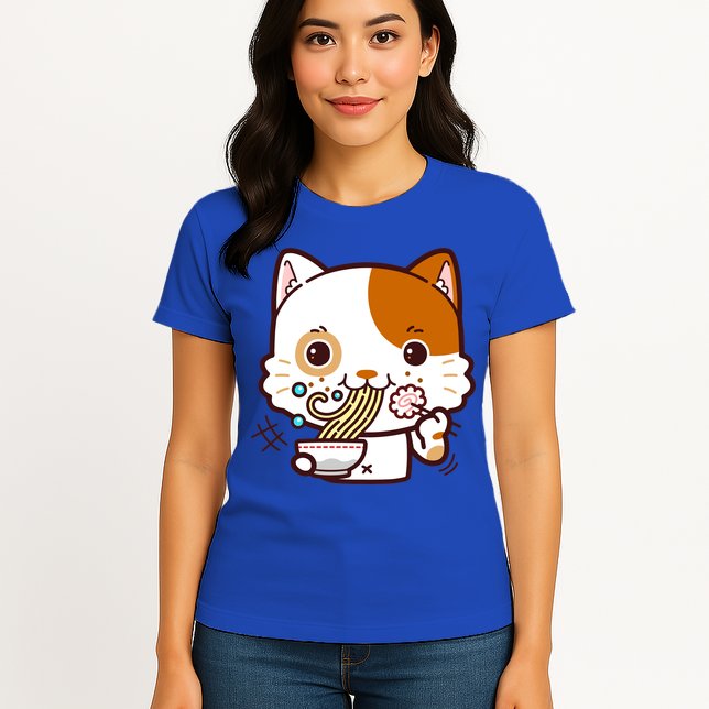 Kawaii Ramen Cat Womens T-Shirt