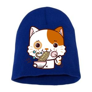 Kawaii Ramen Cat Short Acrylic Beanie