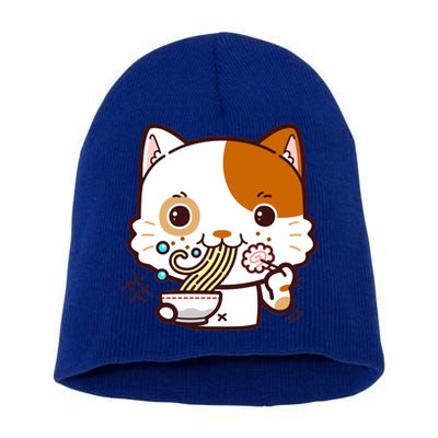 Kawaii Ramen Cat Short Acrylic Beanie