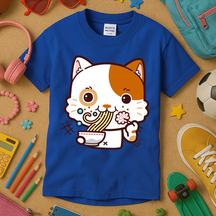 Kawaii Ramen Cat Kids T-Shirt