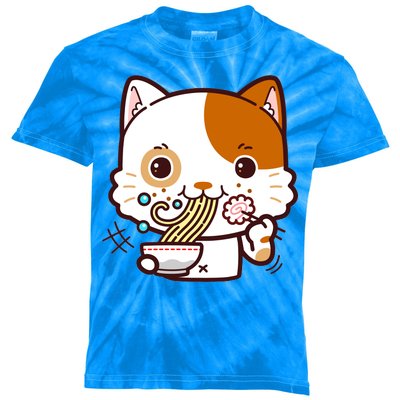 Kawaii Ramen Cat Kids Tie-Dye T-Shirt