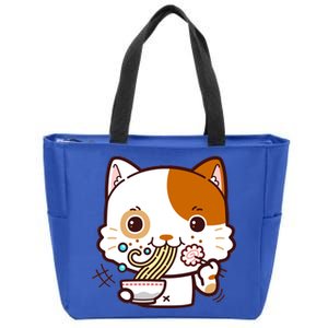 Kawaii Ramen Cat Zip Tote Bag