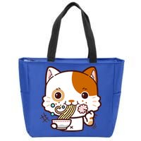 Kawaii Ramen Cat Zip Tote Bag