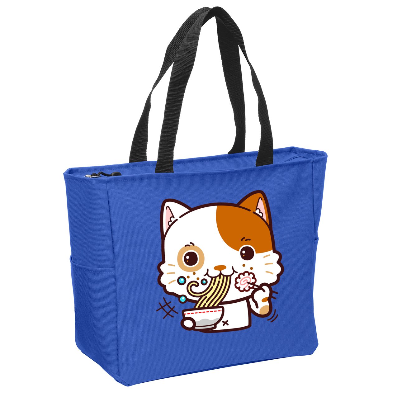 Kawaii Ramen Cat Zip Tote Bag