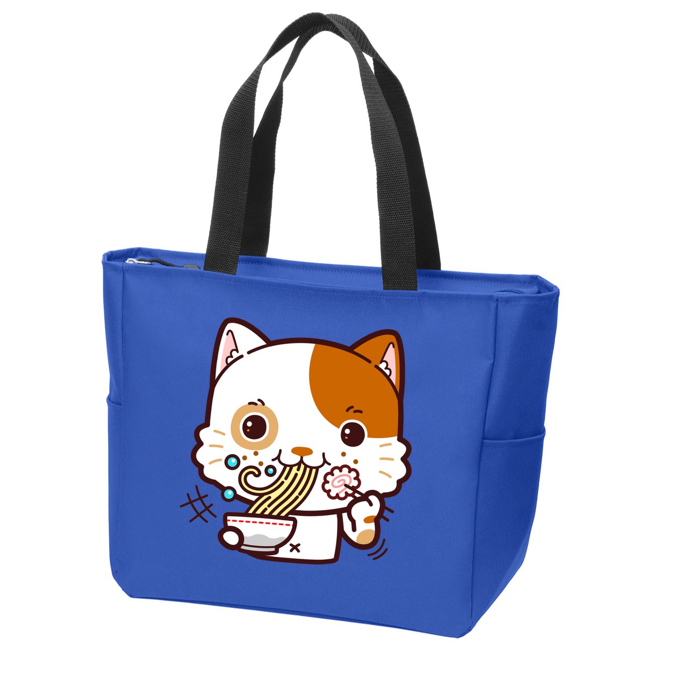 Kawaii Ramen Cat Zip Tote Bag