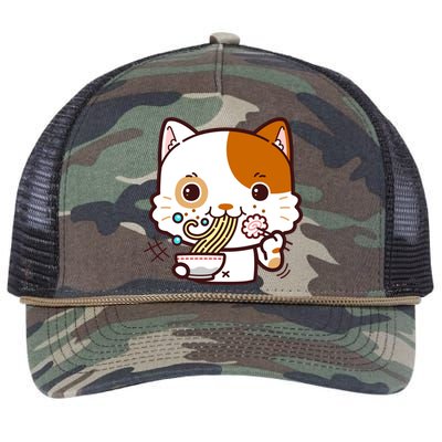 Kawaii Ramen Cat Retro Rope Trucker Hat Cap