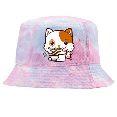 Kawaii Ramen Cat Tie-Dyed Bucket Hat