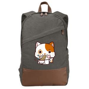 Kawaii Ramen Cat Cotton Canvas Backpack