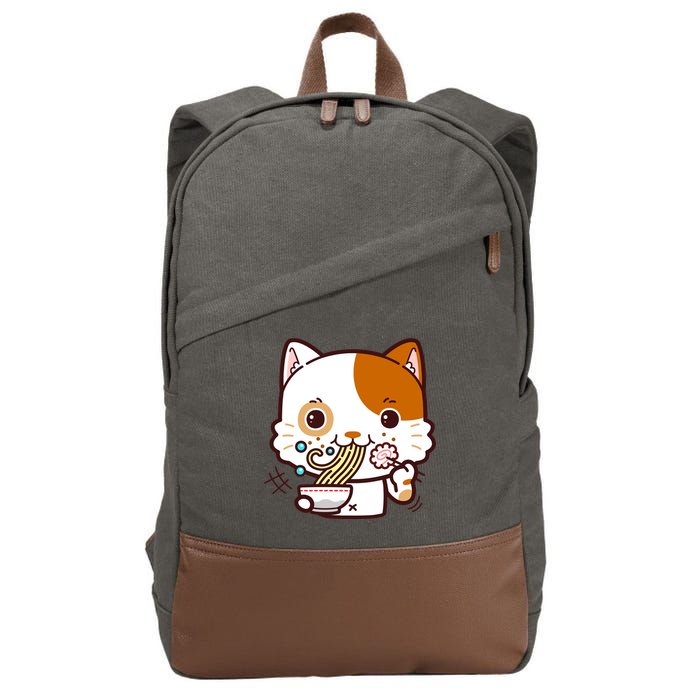Kawaii Ramen Cat Cotton Canvas Backpack