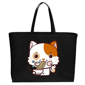 Kawaii Ramen Cat Cotton Canvas Jumbo Tote