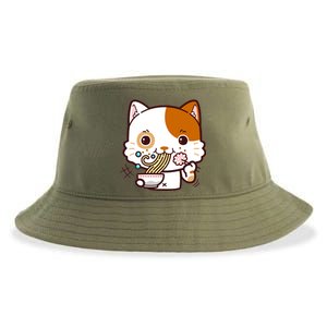 Kawaii Ramen Cat Sustainable Bucket Hat