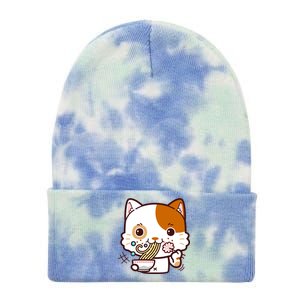 Kawaii Ramen Cat Tie Dye 12in Knit Beanie