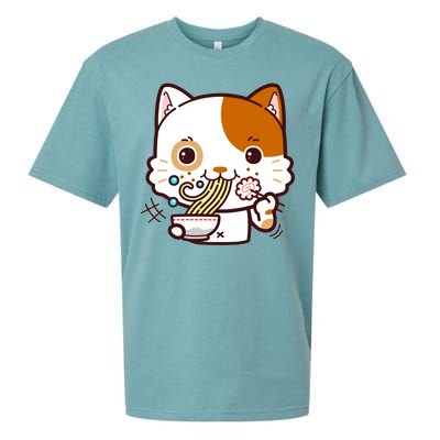 Kawaii Ramen Cat Sueded Cloud Jersey T-Shirt