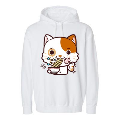 Kawaii Ramen Cat Garment-Dyed Fleece Hoodie