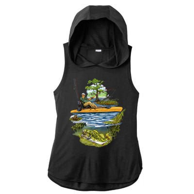 Kayak Fishing Ladies PosiCharge Tri-Blend Wicking Draft Hoodie Tank