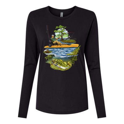 Kayak Fishing Womens Cotton Relaxed Long Sleeve T-Shirt