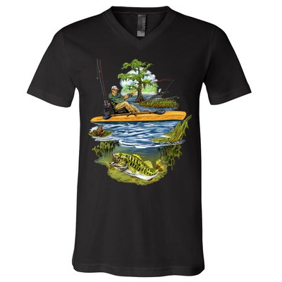 Kayak Fishing V-Neck T-Shirt