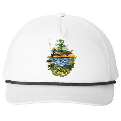 Kayak Fishing Snapback Five-Panel Rope Hat