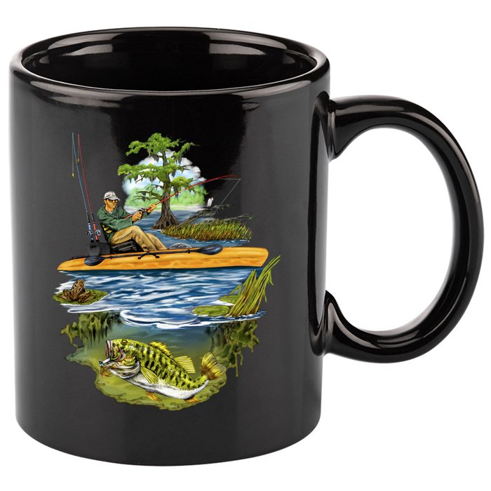 Kayak Fishing 11oz C Handle Ceramic Mug