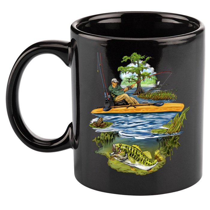 Kayak Fishing 11oz C Handle Ceramic Mug