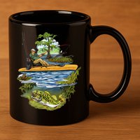 Kayak Fishing 11oz C Handle Ceramic Mug
