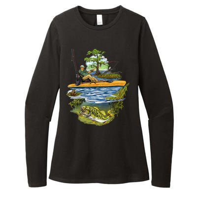 Kayak Fishing Womens CVC Long Sleeve Shirt