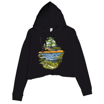 Kayak Fishing Crop Fleece Hoodie