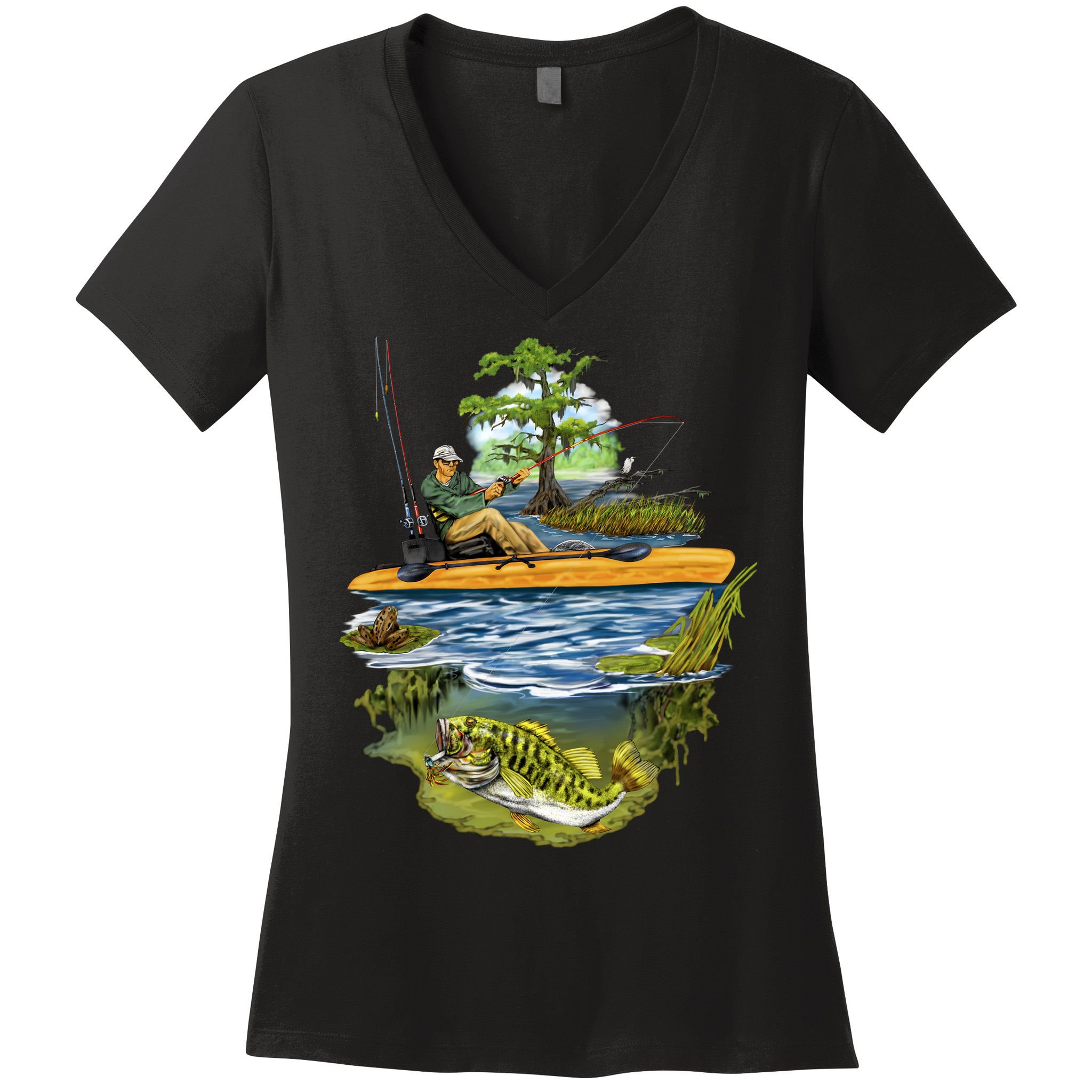 Kayak Fishing Women's V-Neck T-Shirt
