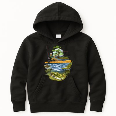 Kayak Fishing Kids Hoodie