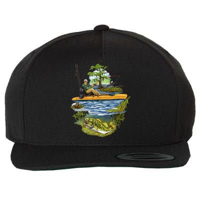 Kayak Fishing Wool Snapback Cap