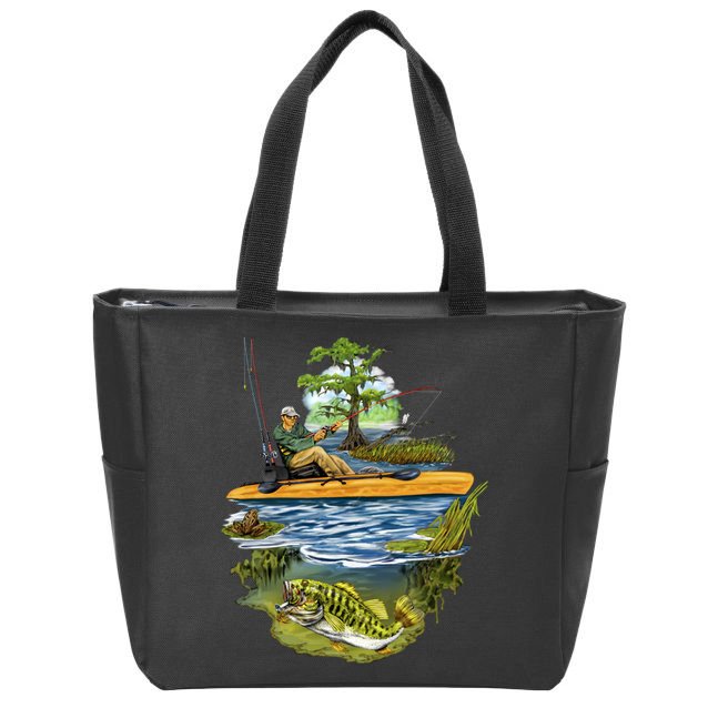 Kayak Fishing Zip Tote Bag