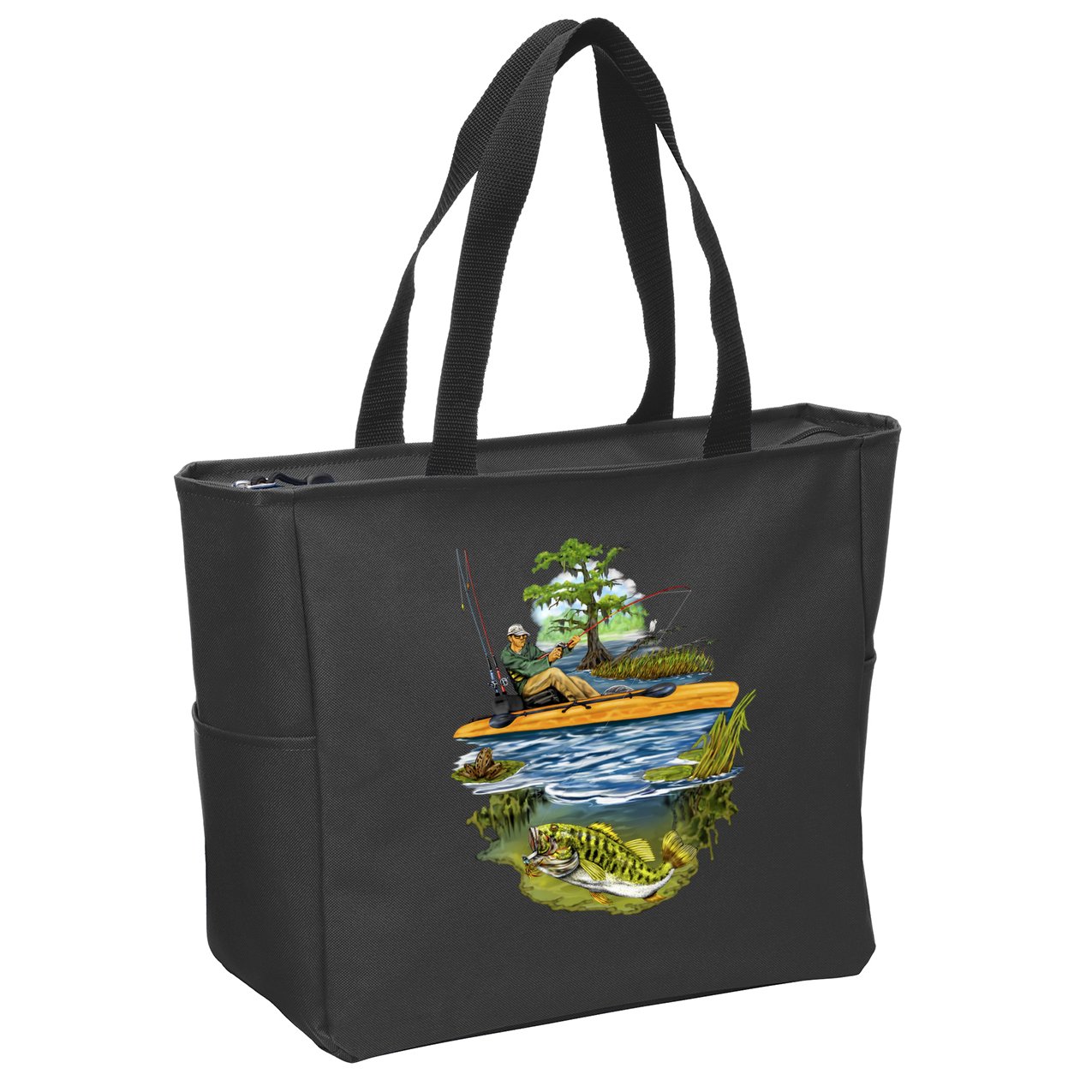 Kayak Fishing Zip Tote Bag