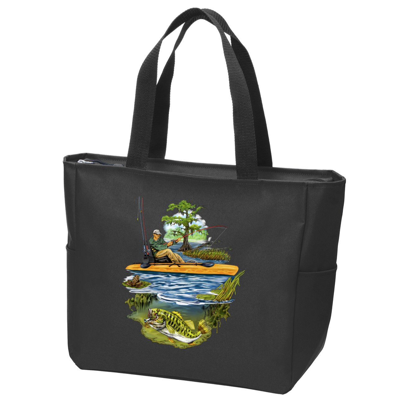 Kayak Fishing Zip Tote Bag