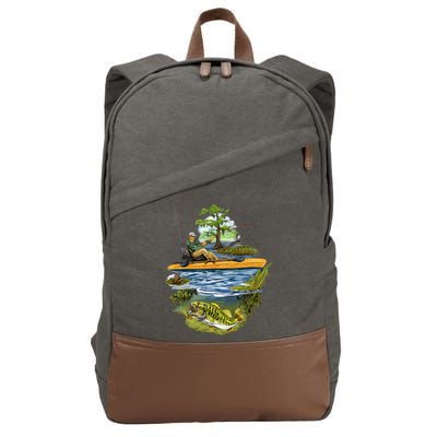 Kayak Fishing Cotton Canvas Backpack