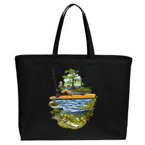 Kayak Fishing Cotton Canvas Jumbo Tote