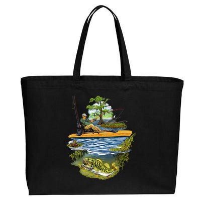 Kayak Fishing Cotton Canvas Jumbo Tote