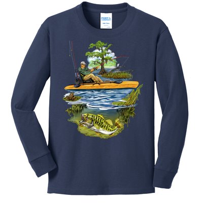 Kayak Fishing Kids Long Sleeve Shirt