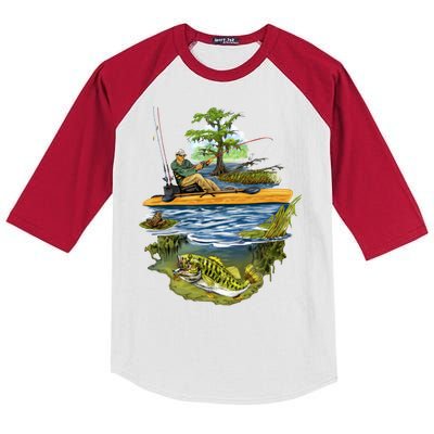 Kayak Fishing Kids Colorblock Raglan Jersey