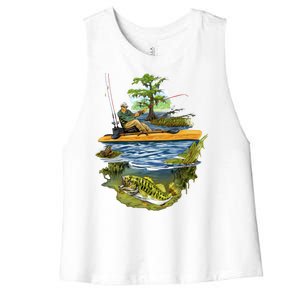 Kayak Fishing Women's Racerback Cropped Tank