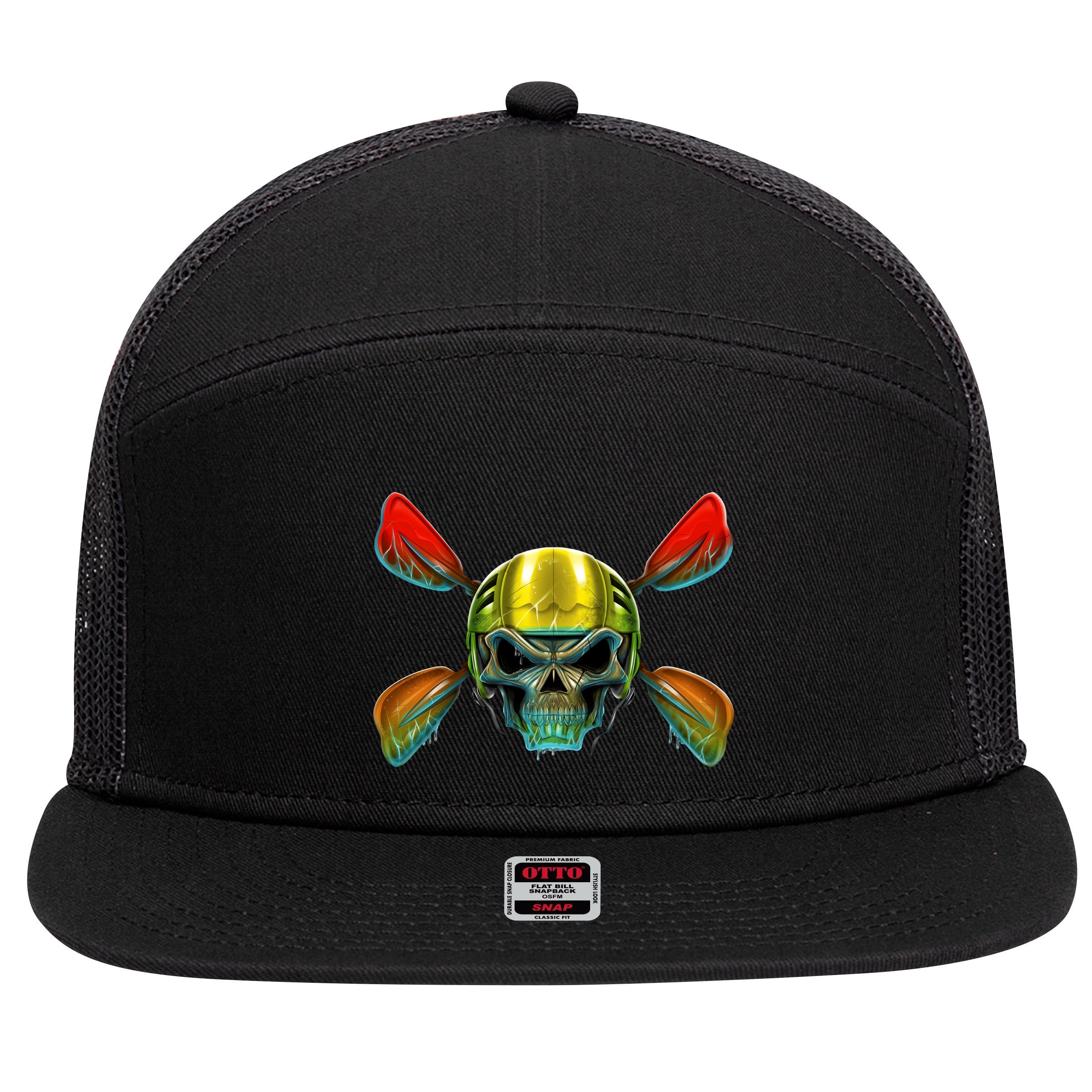 Kayak Skull 7 Panel Mesh Trucker Snapback Hat