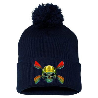 Kayak Skull Pom Pom 12in Knit Beanie