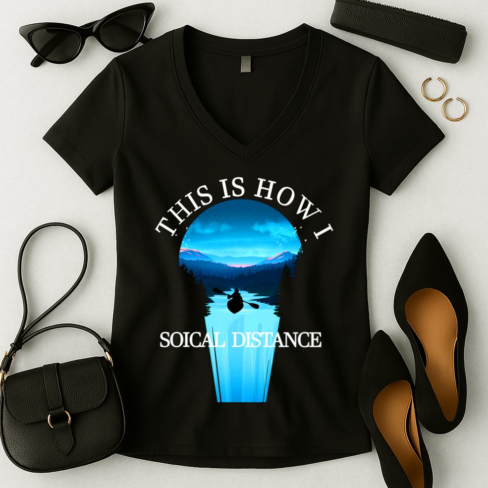 Kayak This Is How I Social Distancing Women's V-Neck T-Shirt