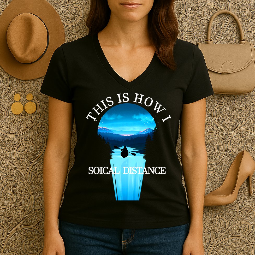 Kayak This Is How I Social Distancing Women's V-Neck T-Shirt