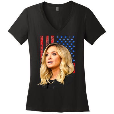 Kayleigh McEnany USA Flag Women's V-Neck T-Shirt