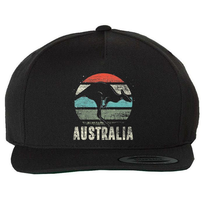 Kangaroo Aussie Zoo Animal Lover Retro Australia Wool Snapback Cap